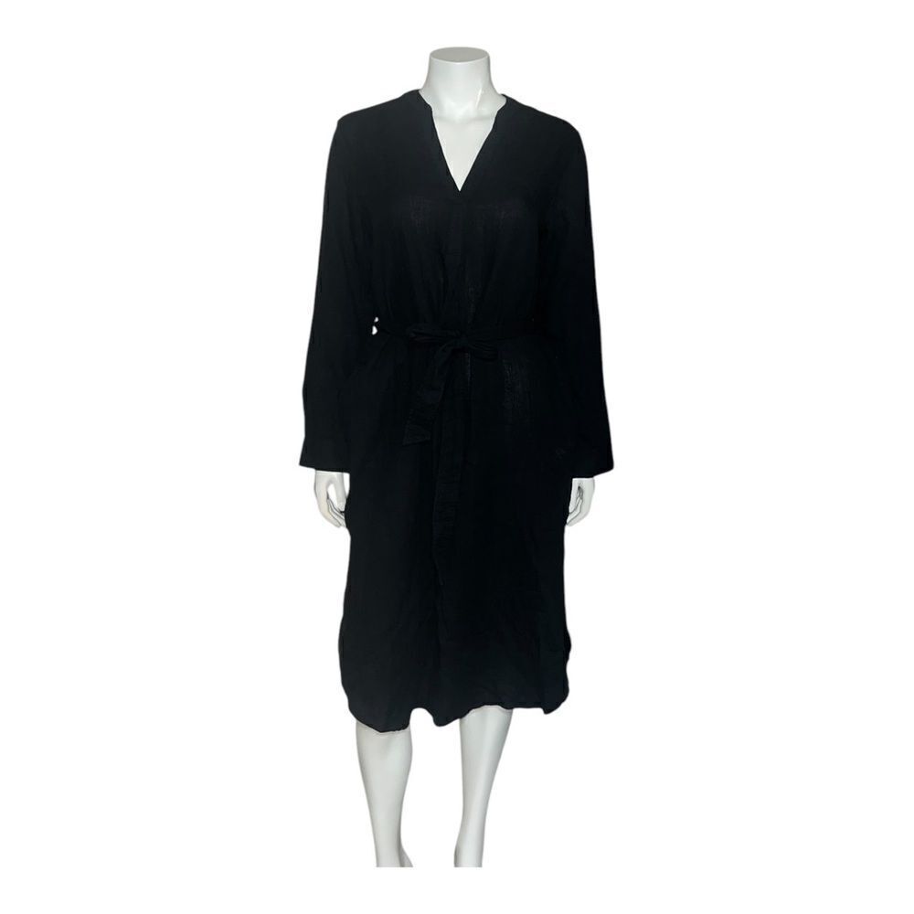 Gap Womens Black Cotton Pocket Midi Dress Belted Lightweight Small NWOT